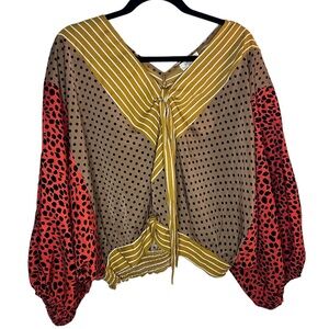 SOLD NWT Umgee Patchwork Animal Print Stripe Top Small